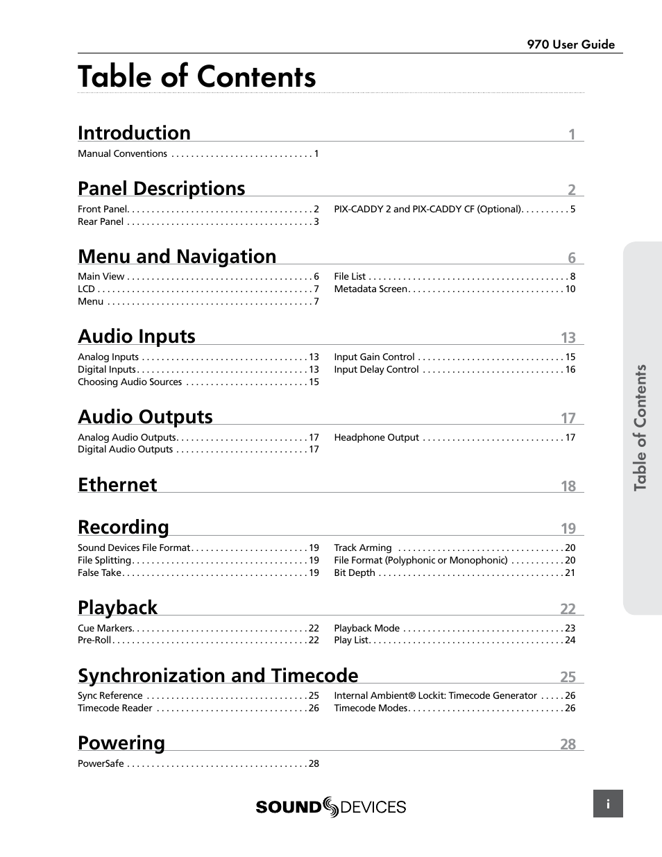 Sound Devices 970 User Manual | Page 3 / 74