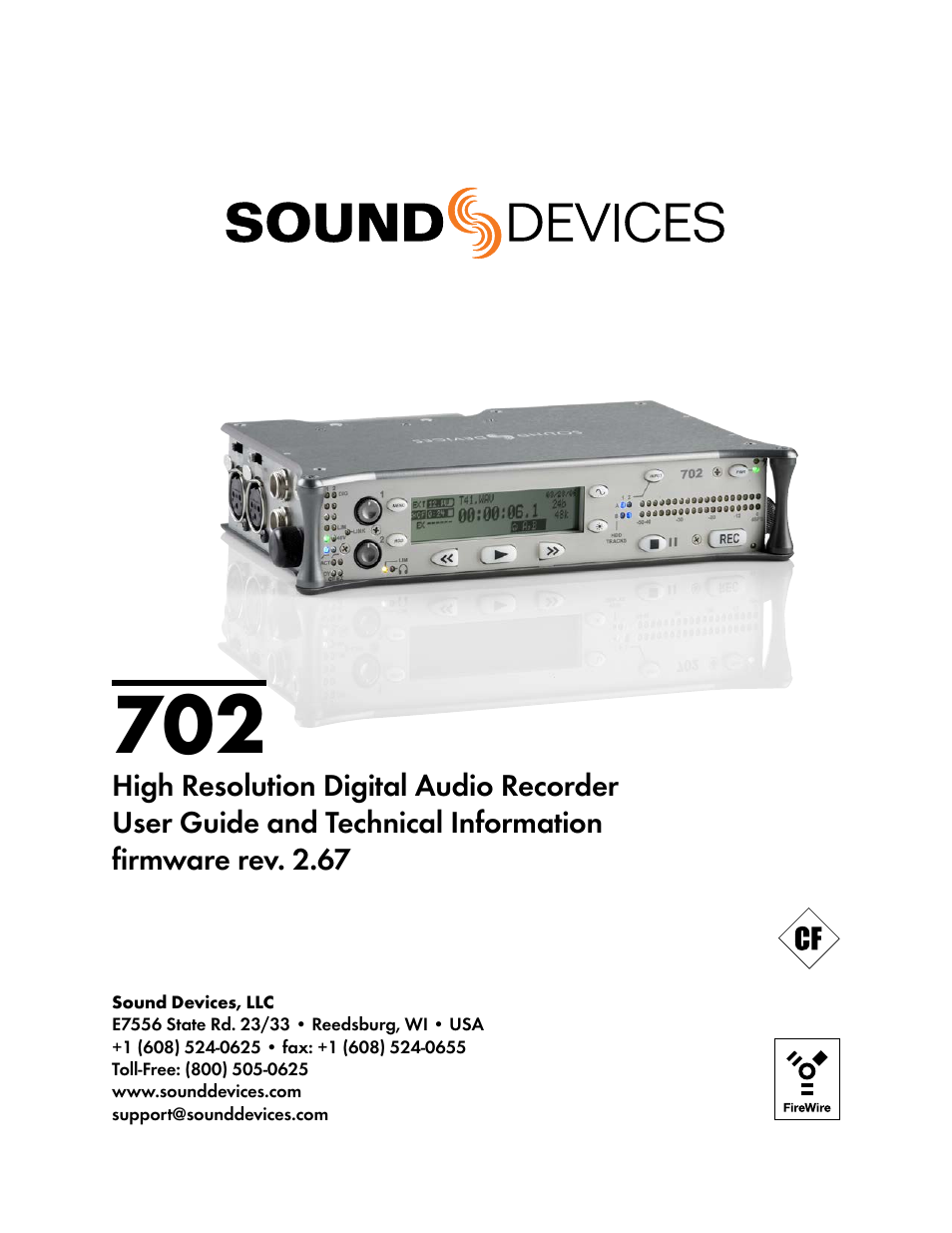 Sound Devices 702 User Manual | 78 pages