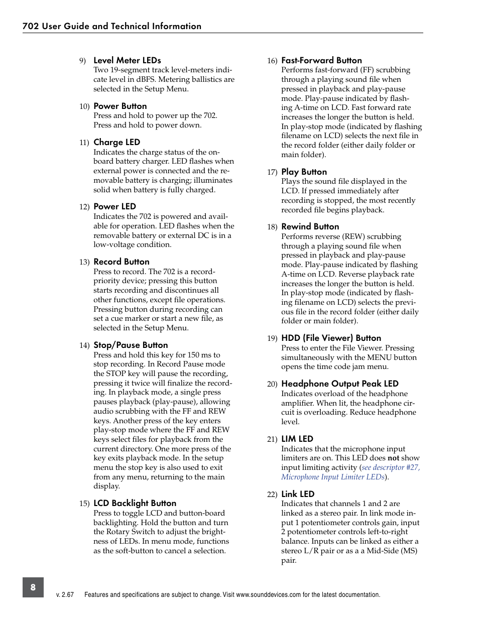 Sound Devices 702 User Manual | Page 10 / 78