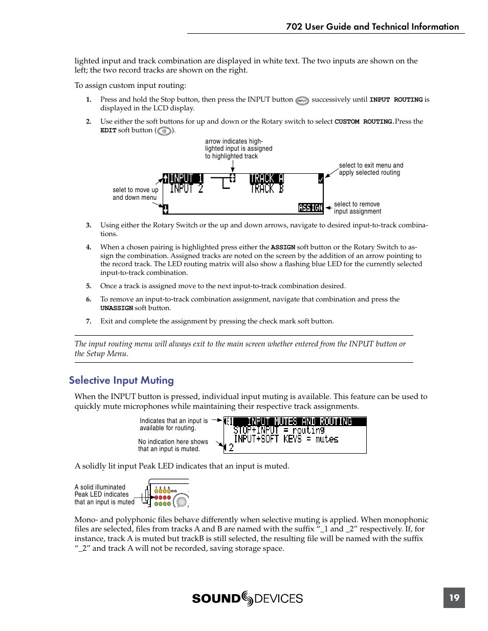 Selective input muting | Sound Devices 702 User Manual | Page 21 / 78