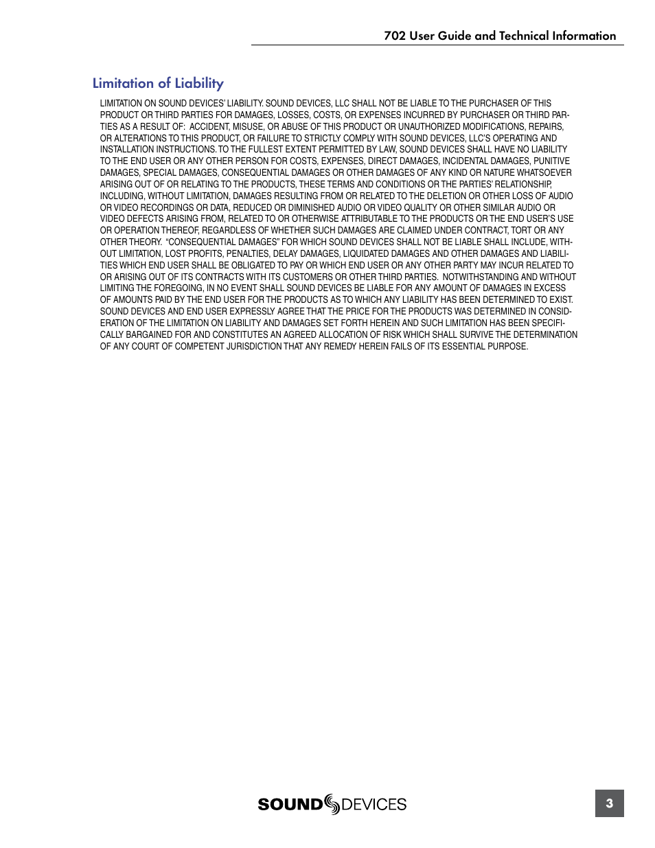 Sound Devices 702 User Manual | Page 5 / 78