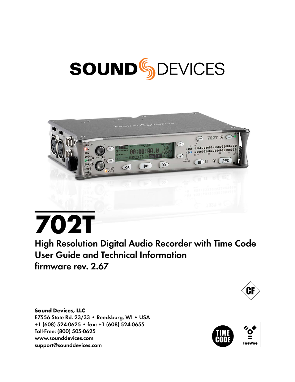 Sound Devices 702T User Manual | 84 pages