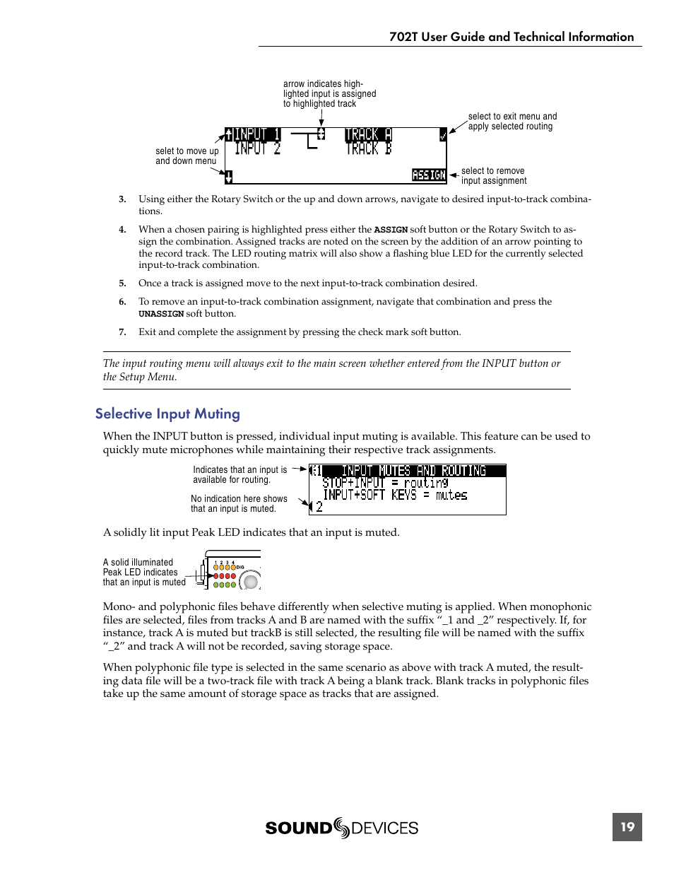 Selective input muting | Sound Devices 702T User Manual | Page 21 / 84