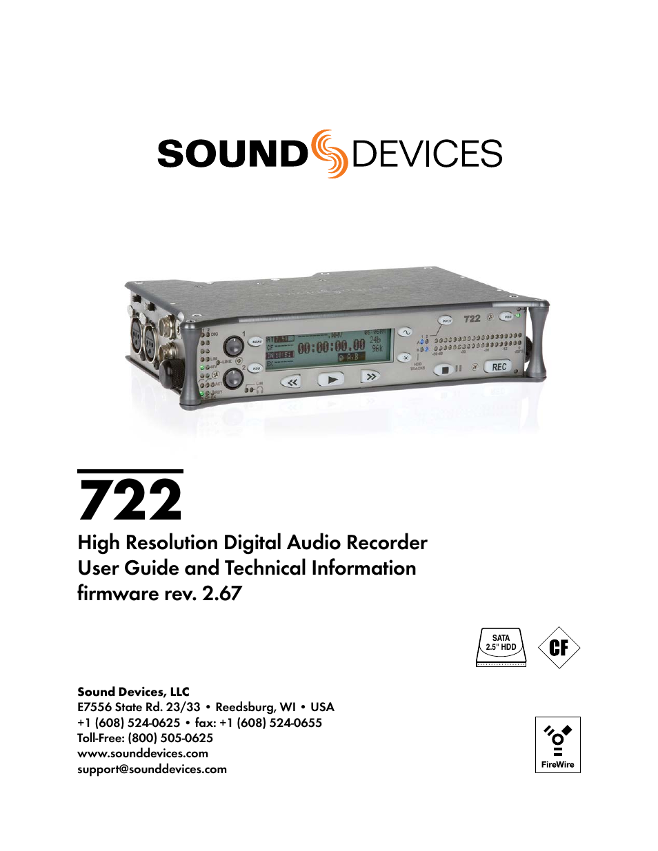 Sound Devices 722 User Manual | 80 pages