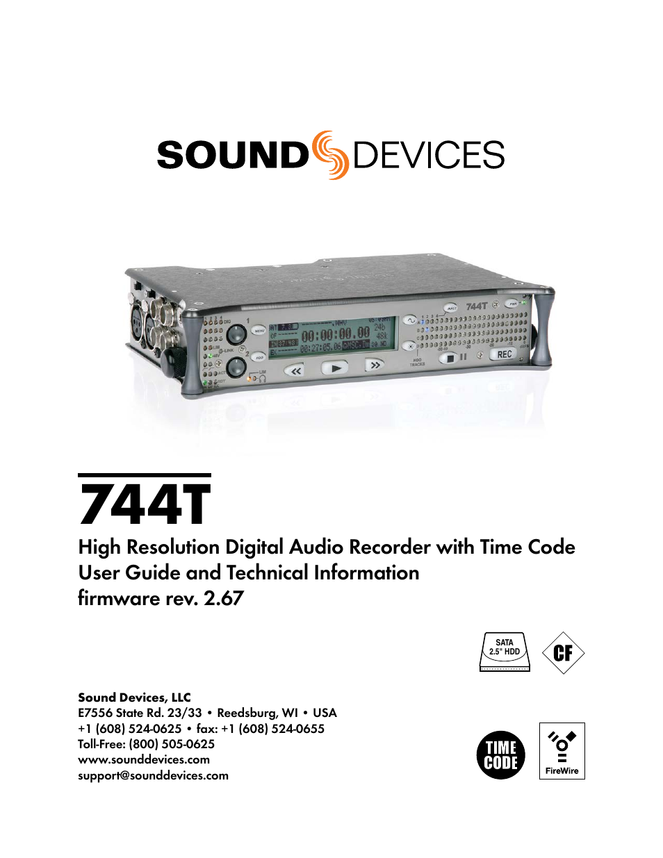 Sound Devices 744T User Manual | 90 pages