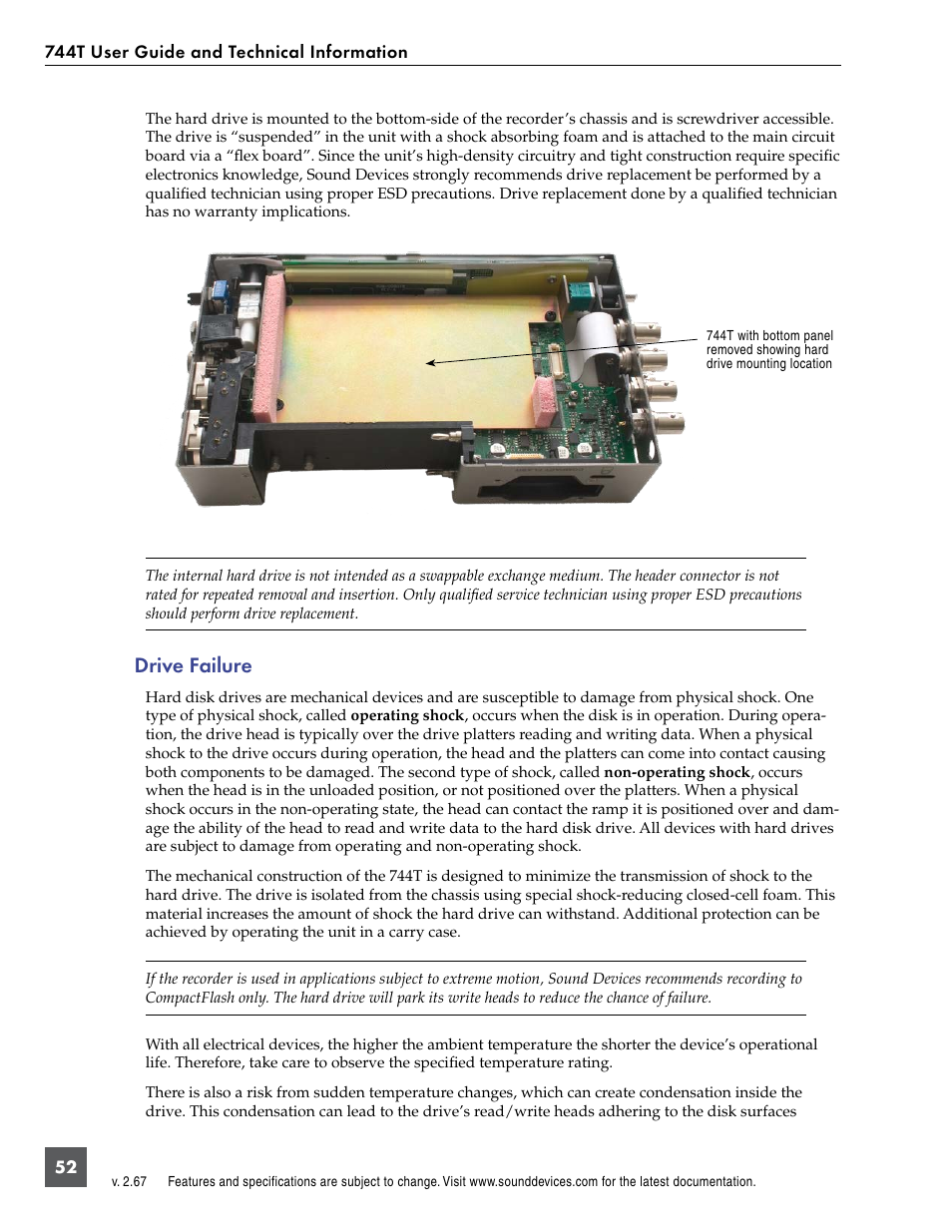 Drive failure | Sound Devices 744T User Manual | Page 58 / 90