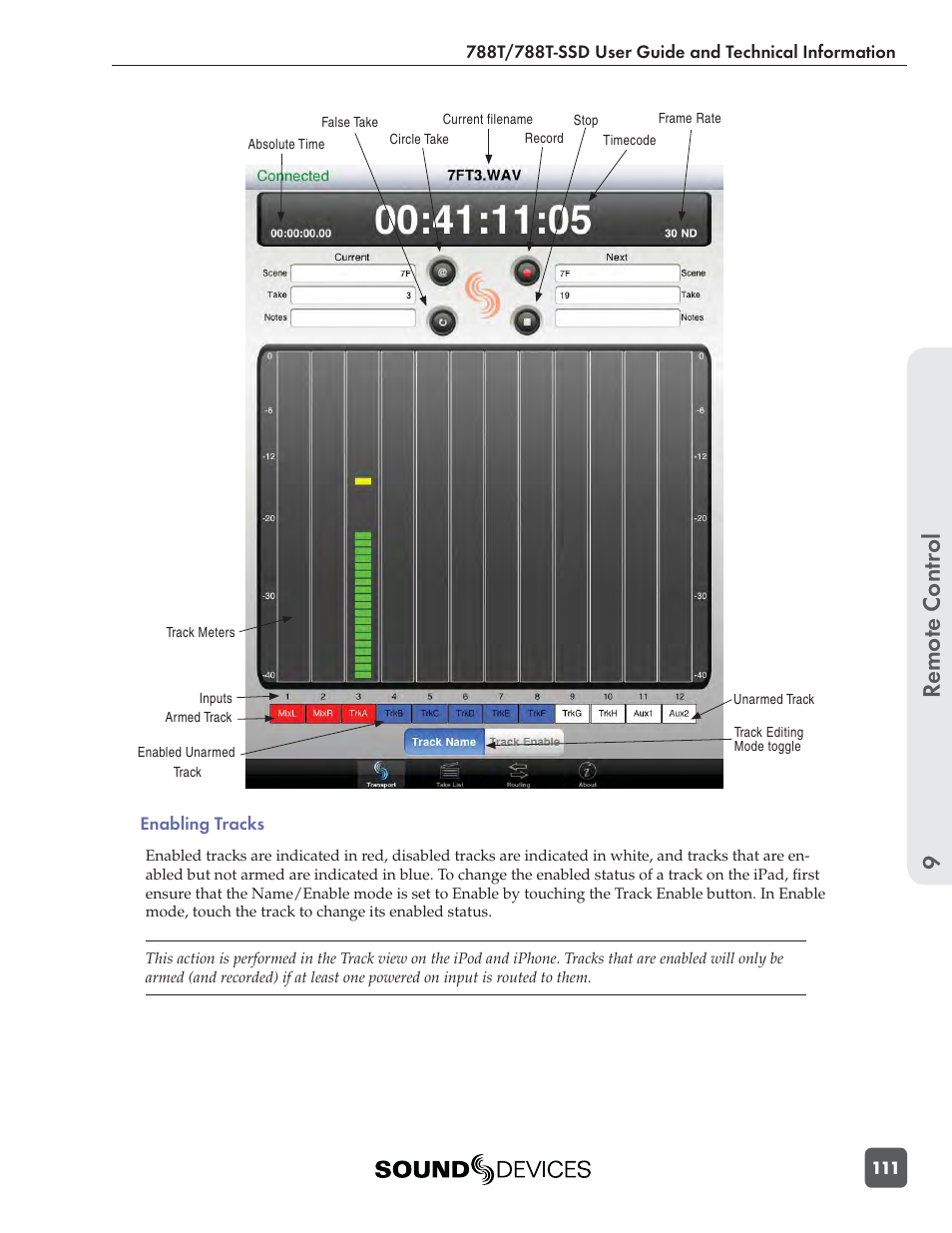 Remote control 9 | Sound Devices 788T User Manual | Page 119 / 180