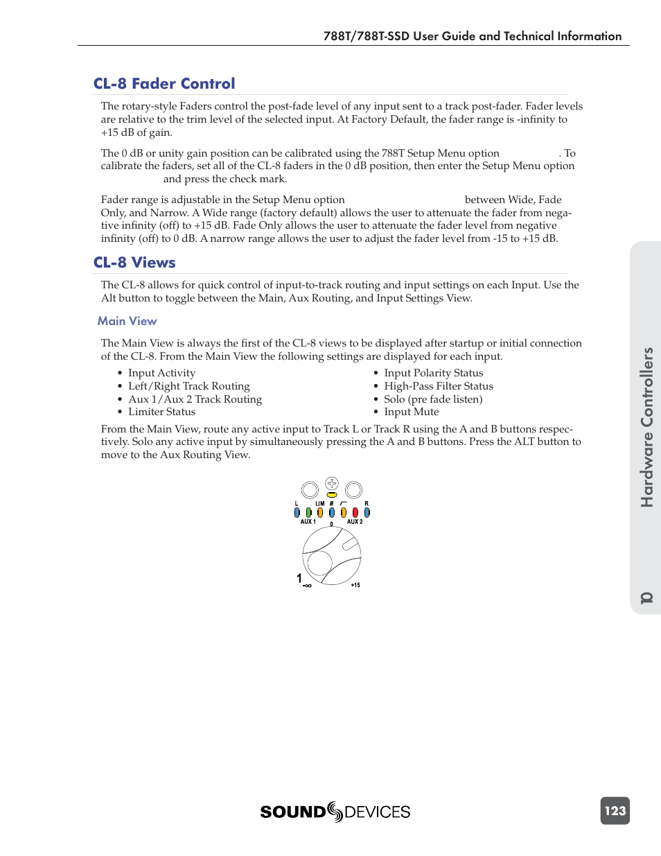 Hardw are controllers 10 | Sound Devices 788T User Manual | Page 131 / 180