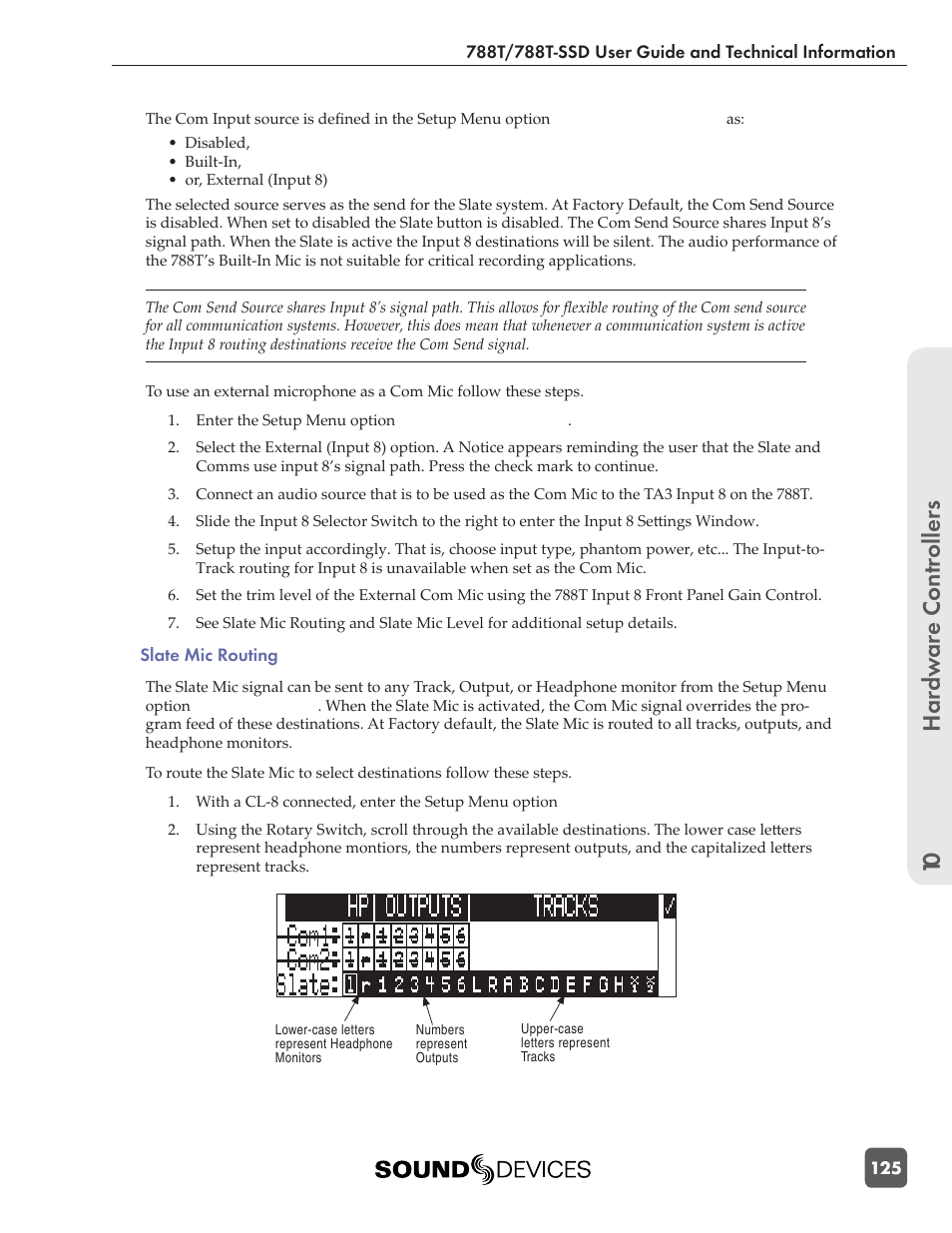 Hardw are controllers 10 | Sound Devices 788T User Manual | Page 133 / 180