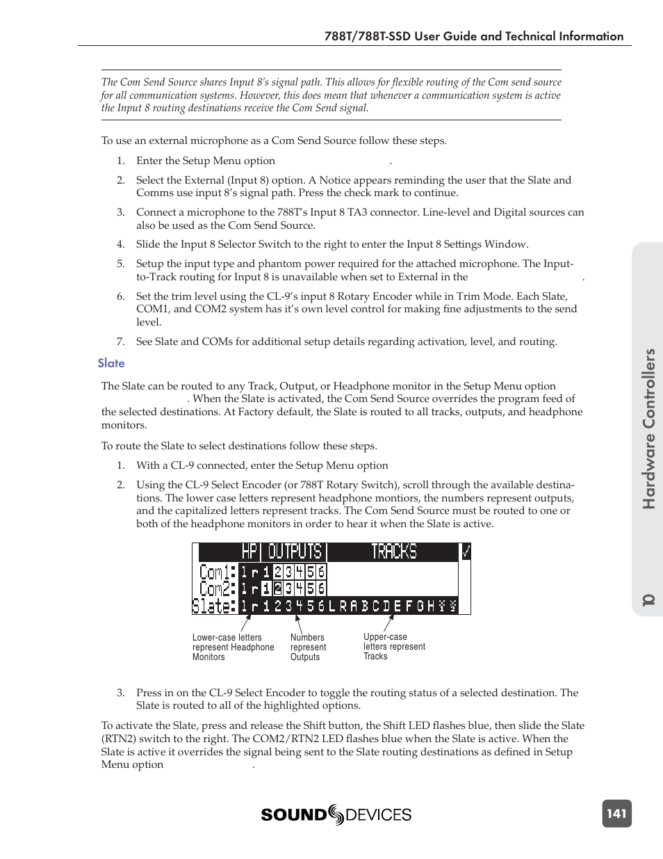 Hardw are controllers 10 | Sound Devices 788T User Manual | Page 149 / 180