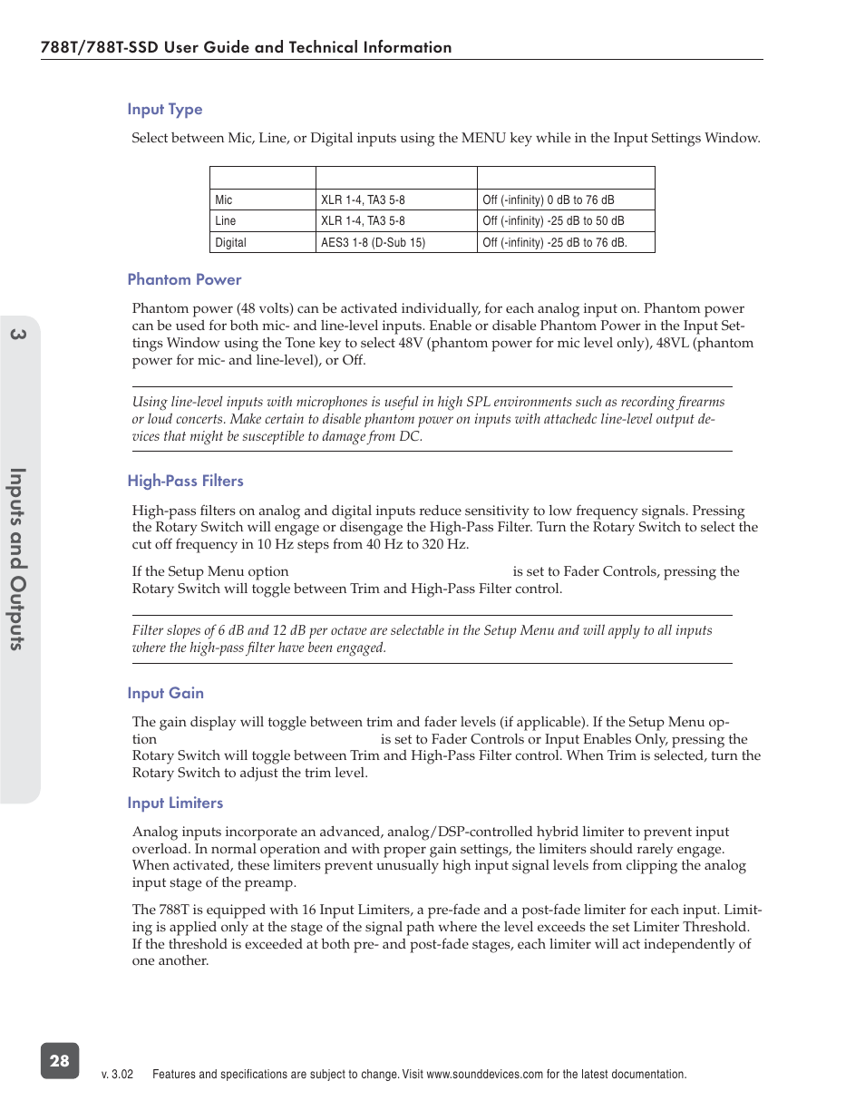 Inputs and outputs 3 | Sound Devices 788T User Manual | Page 36 / 180