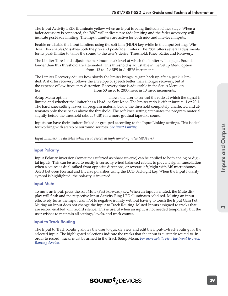 Inputs and outputs 3 | Sound Devices 788T User Manual | Page 37 / 180
