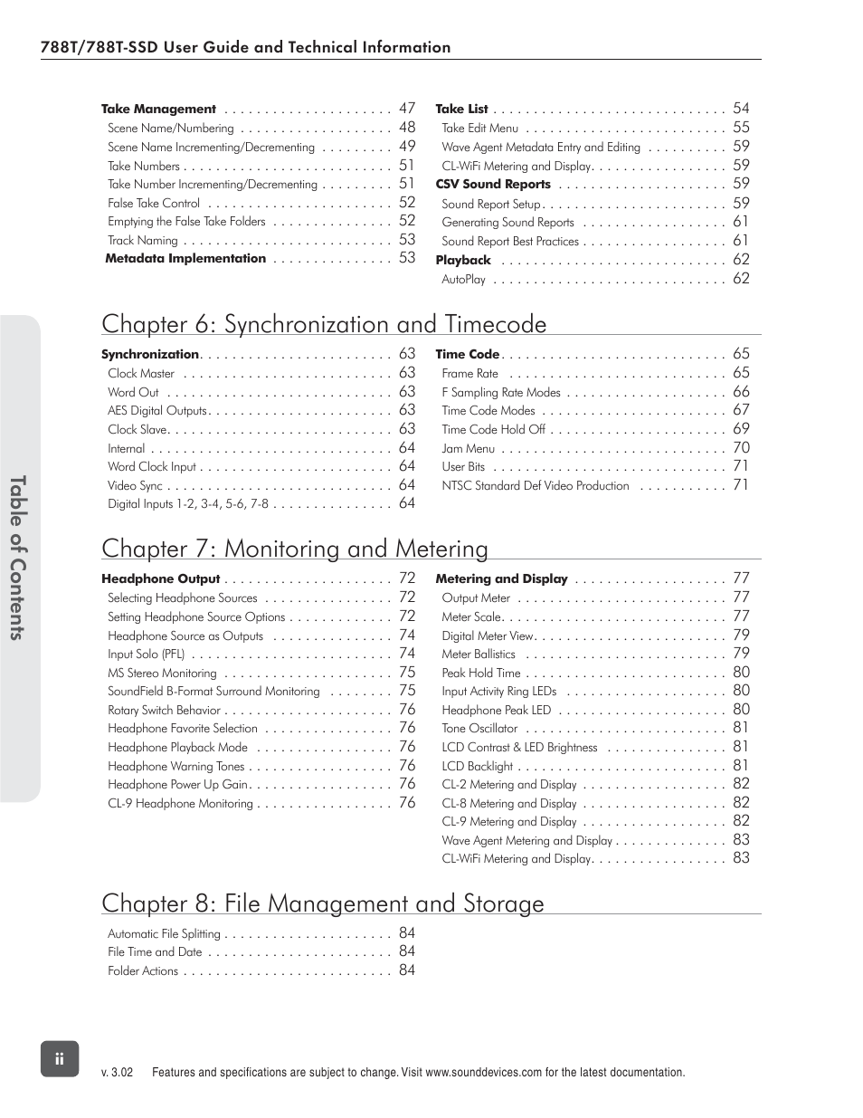 Sound Devices 788T User Manual | Page 4 / 180
