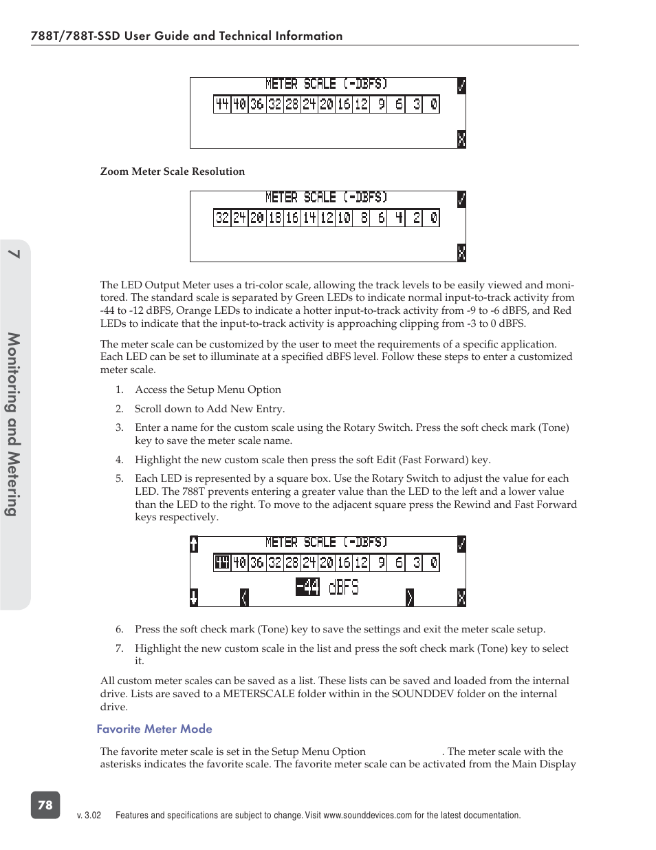 Monitoring and me tering 7 | Sound Devices 788T User Manual | Page 86 / 180