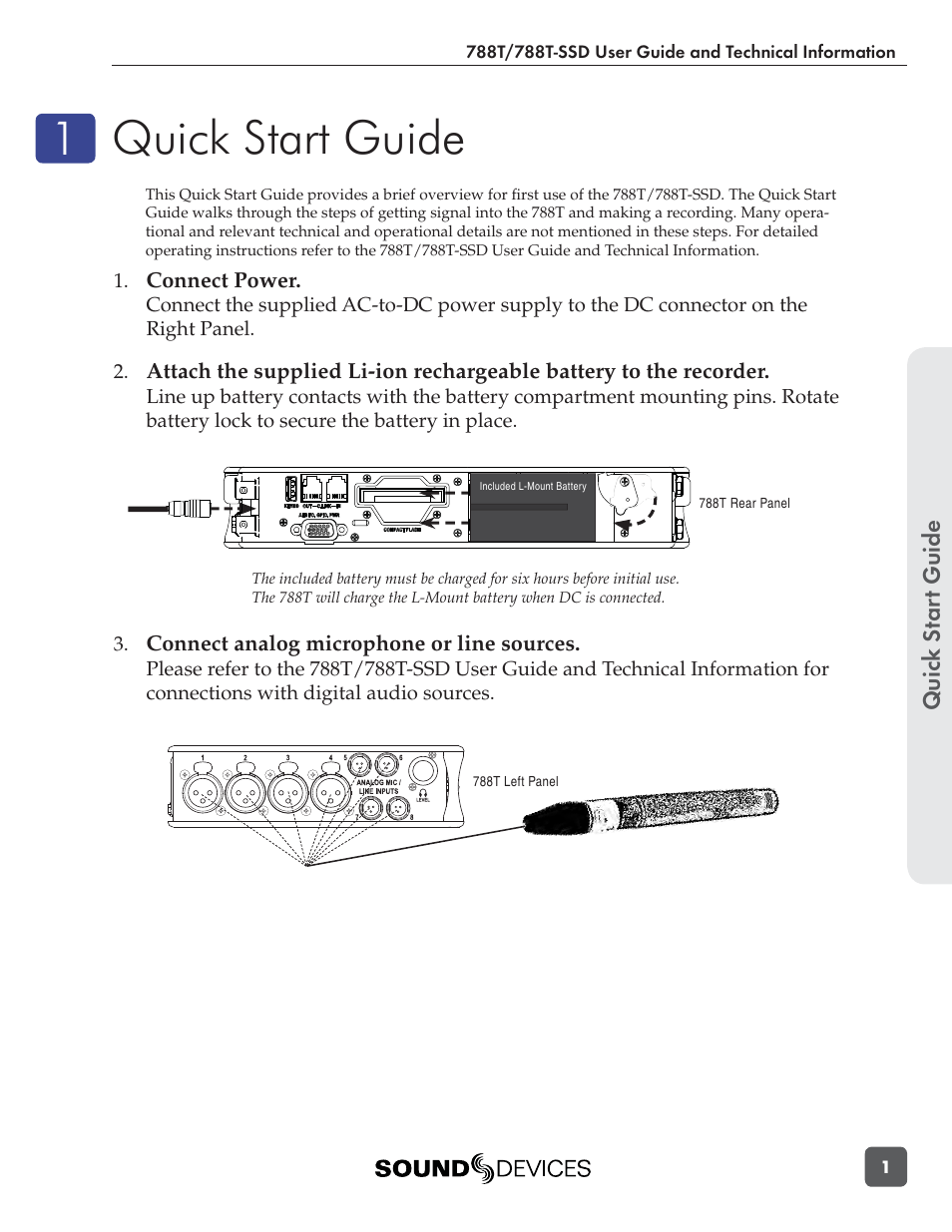Quick start guide | Sound Devices 788T User Manual | Page 9 / 180