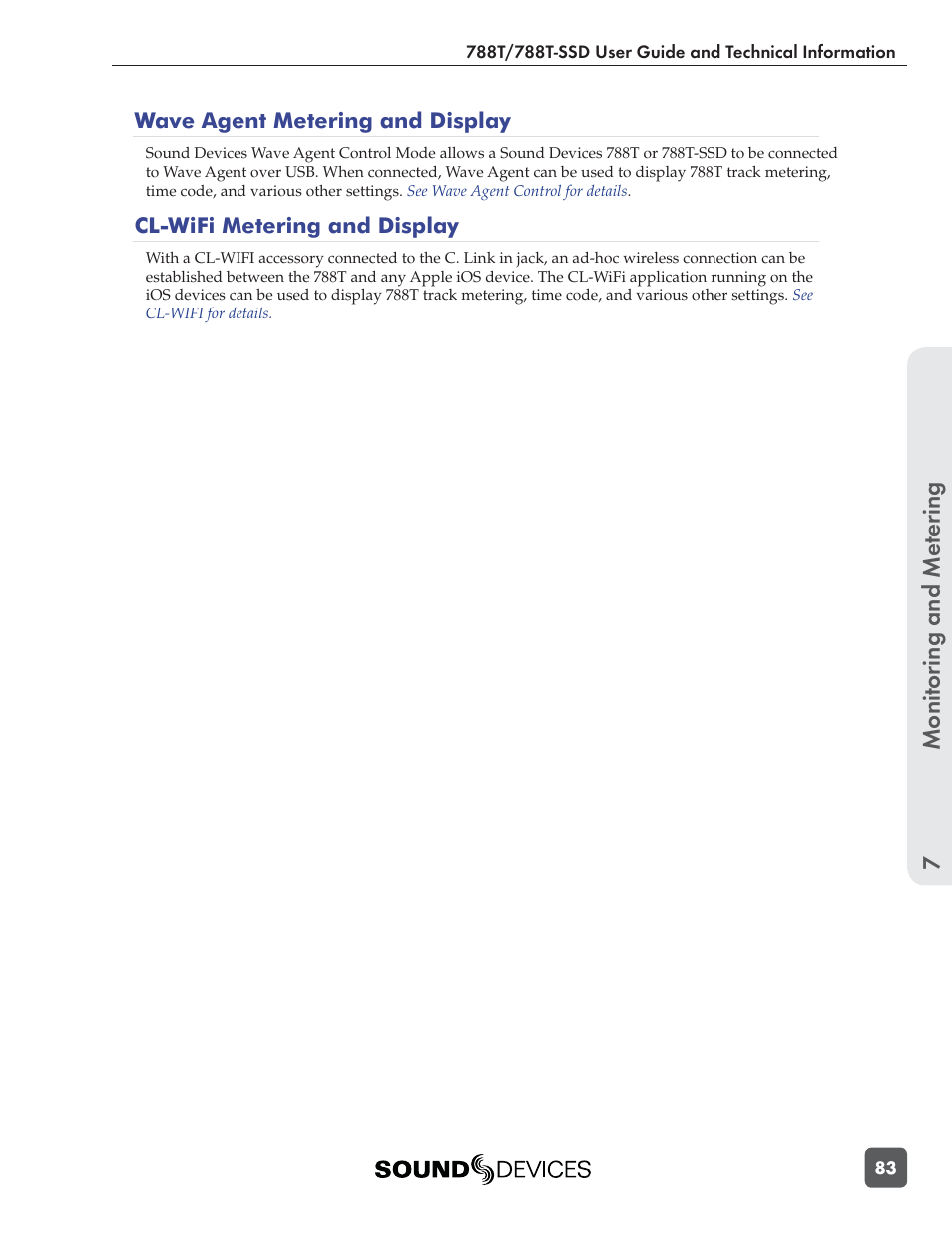 Monitoring and me tering 7 | Sound Devices 788T User Manual | Page 91 / 180