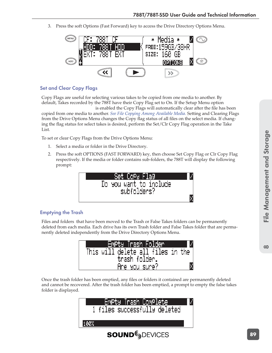 File management and s torage 8 | Sound Devices 788T User Manual | Page 97 / 180