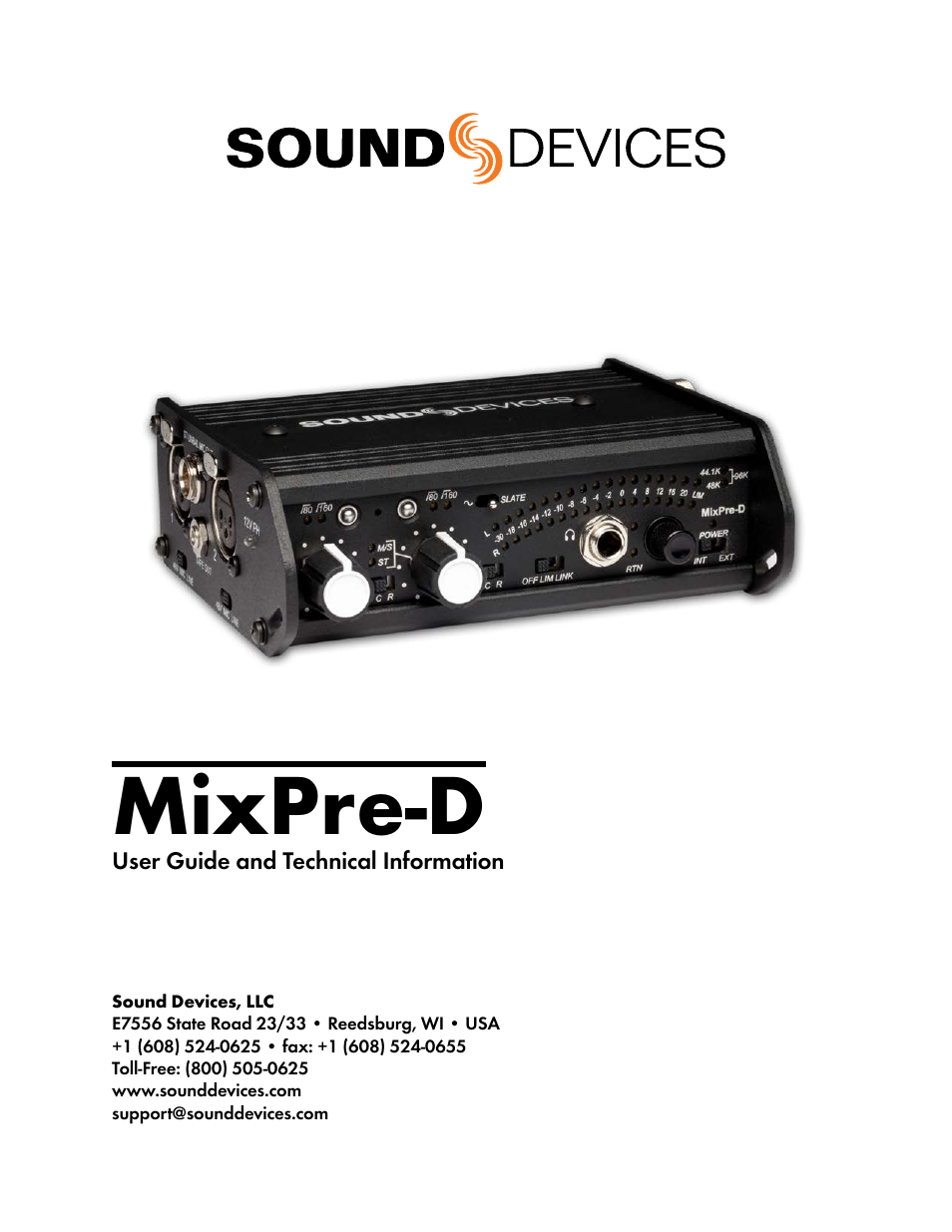Sound Devices MixPre-D User Manual | 18 pages