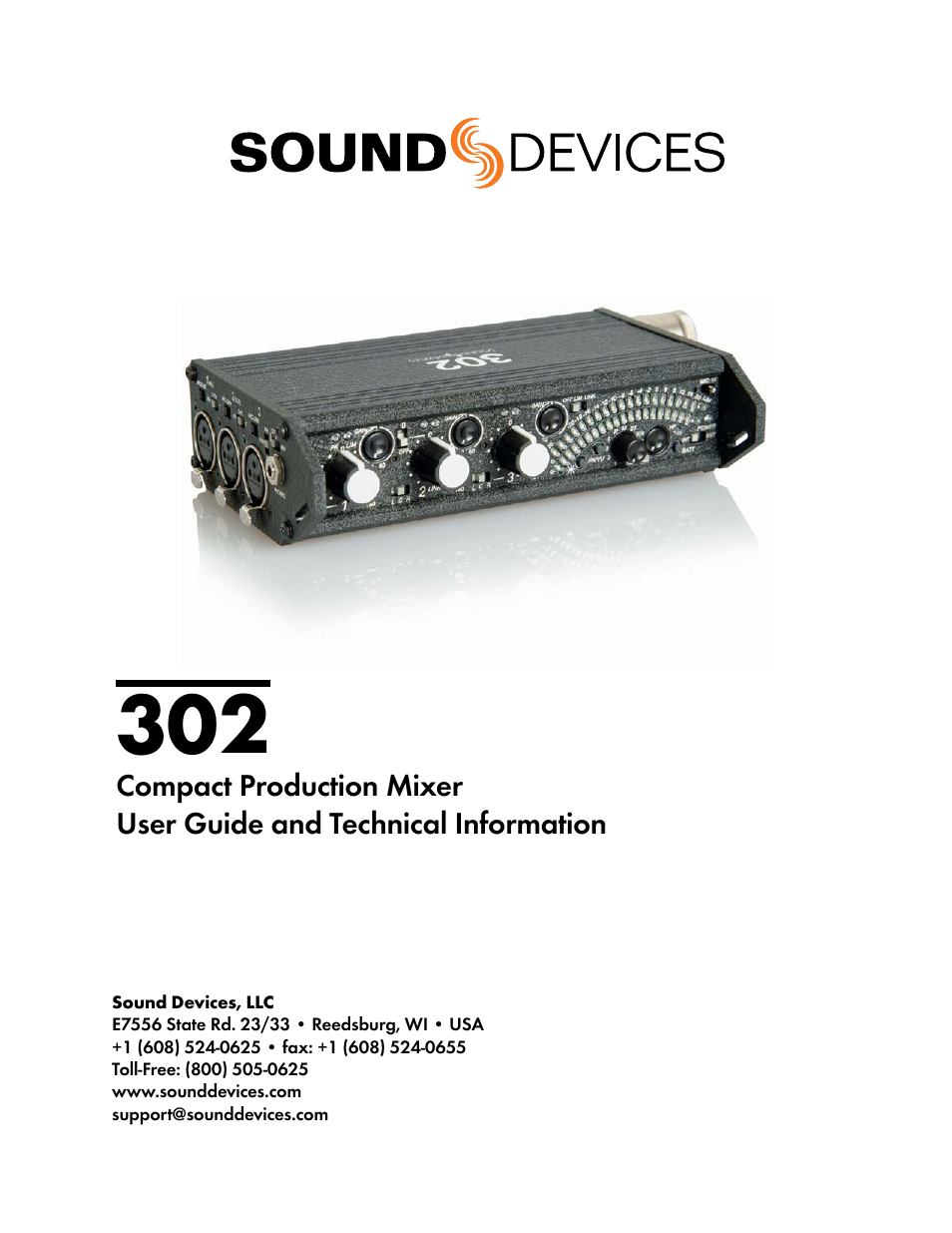 Sound Devices 302 User Manual | 30 pages