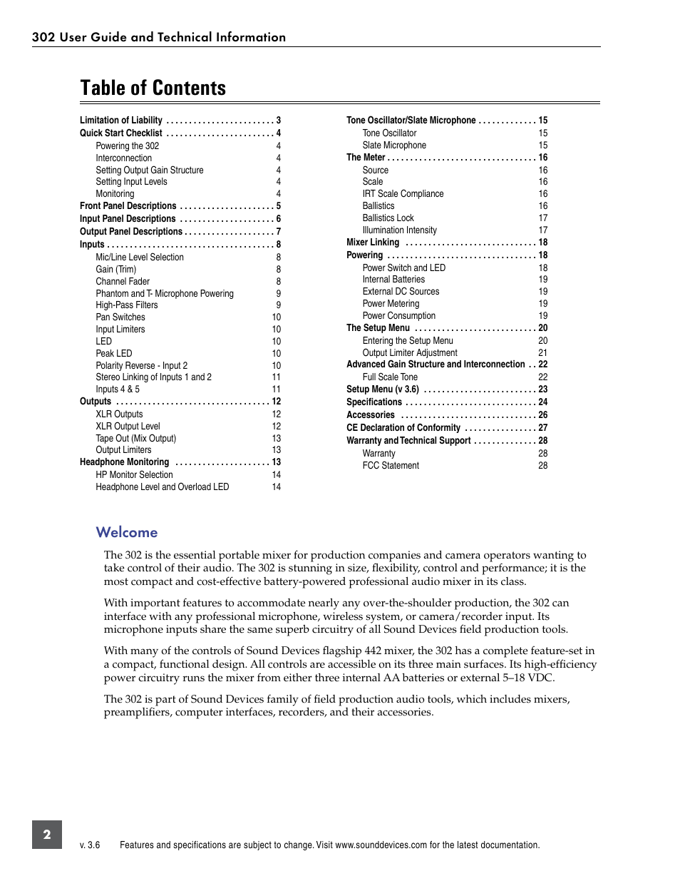 Sound Devices 302 User Manual | Page 2 / 30