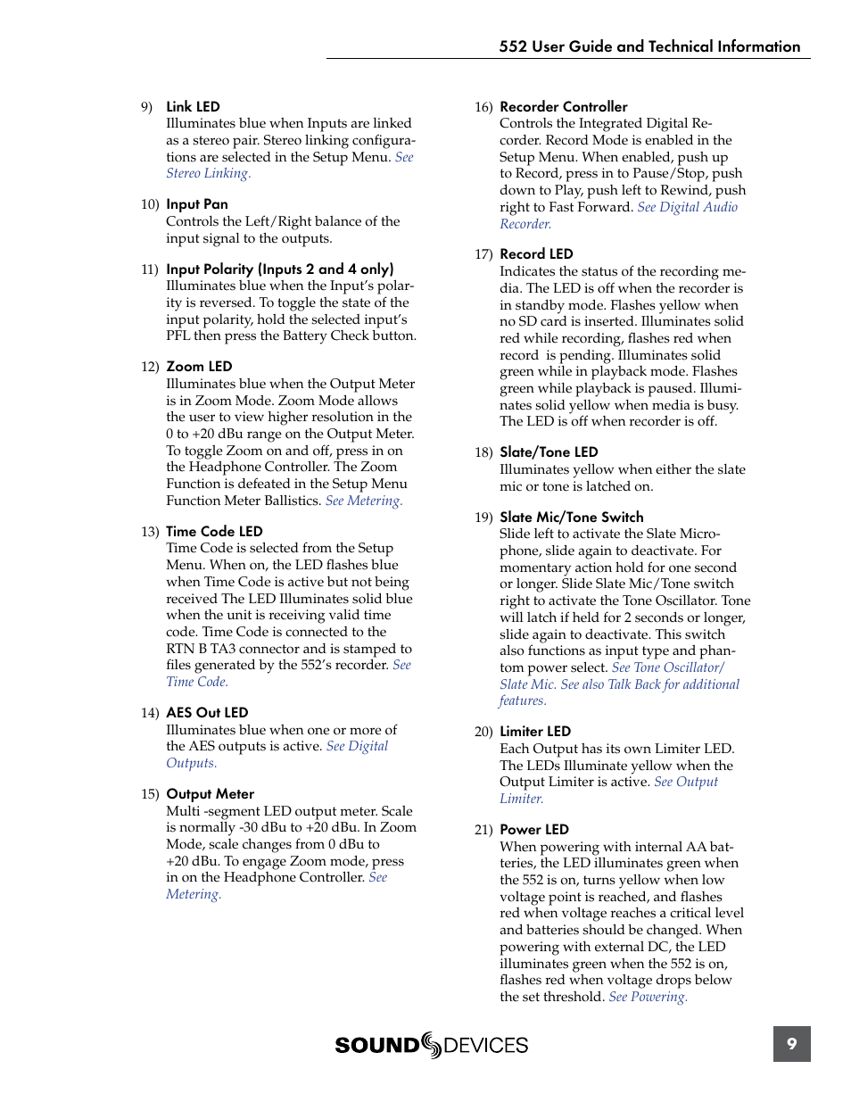 Sound Devices 552 User Manual | Page 13 / 60