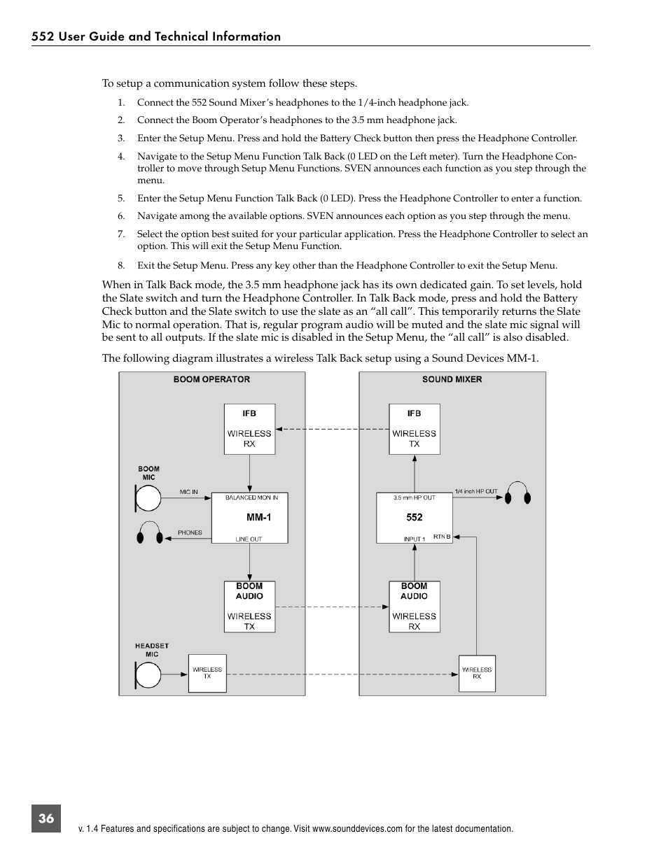 Sound Devices 552 User Manual | Page 40 / 60
