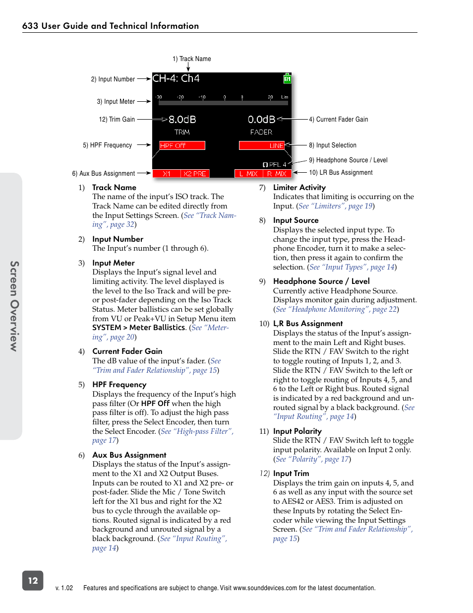 Scr een ov er vie w | Sound Devices 633 User Manual | Page 18 / 84