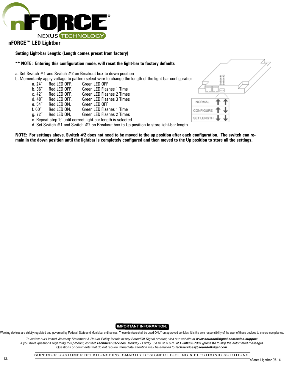Nforce™ led lightbar | SoundOff Signal nFORCE LED User Manual | Page 13 / 17