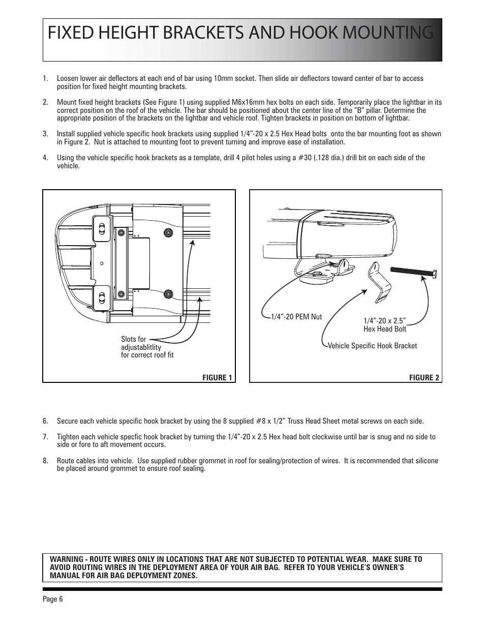 Fixed height brackets and hook mounting | SoundOff Signal Apex LED User Manual | Page 6 / 17