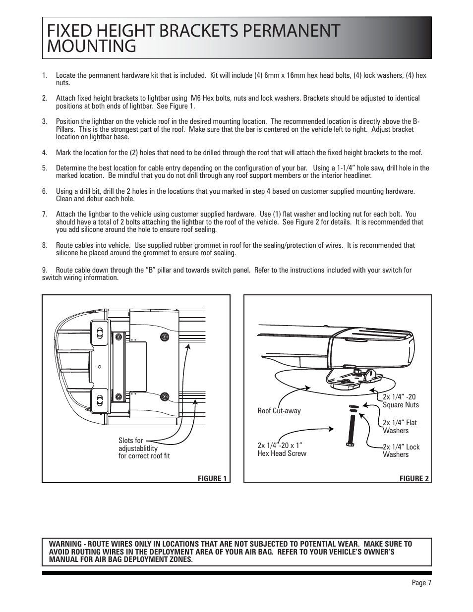 Fixed height brackets permanent mounting | SoundOff Signal Apex LED User Manual | Page 7 / 17