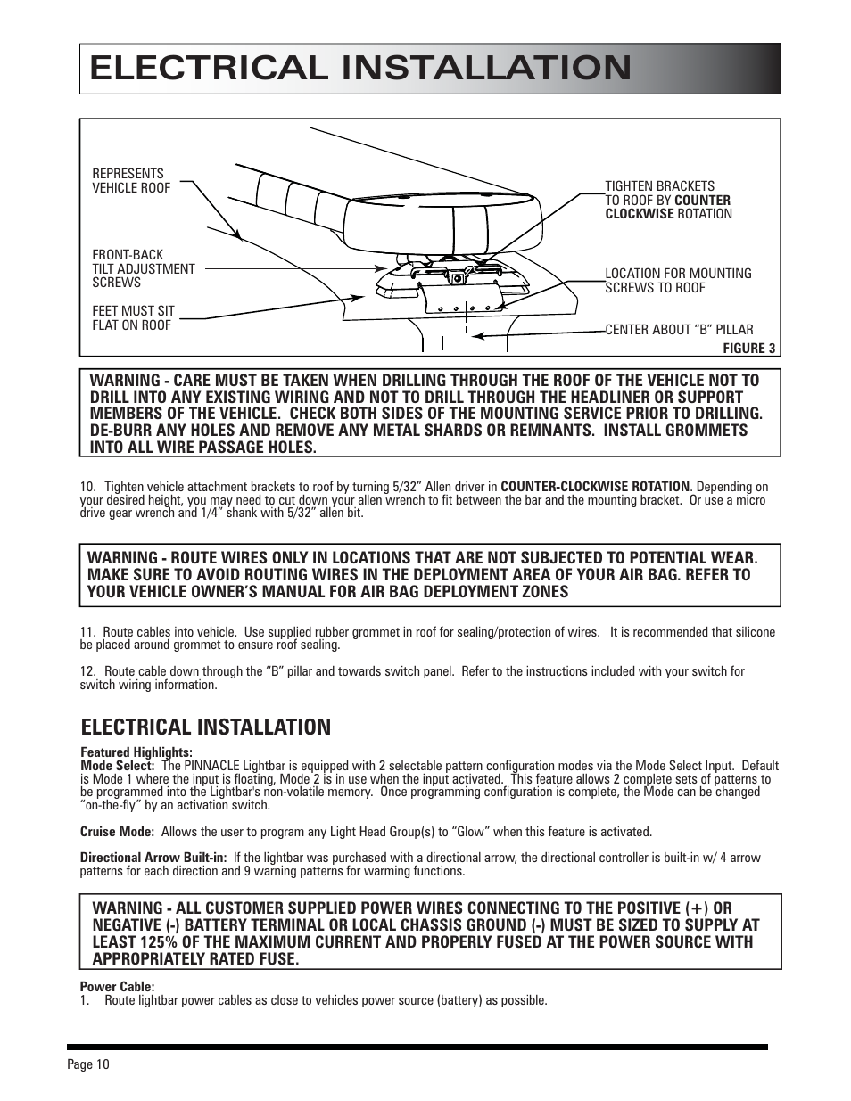 Electrical installation | SoundOff Signal Pinnacle LED User Manual | Page 10 / 19