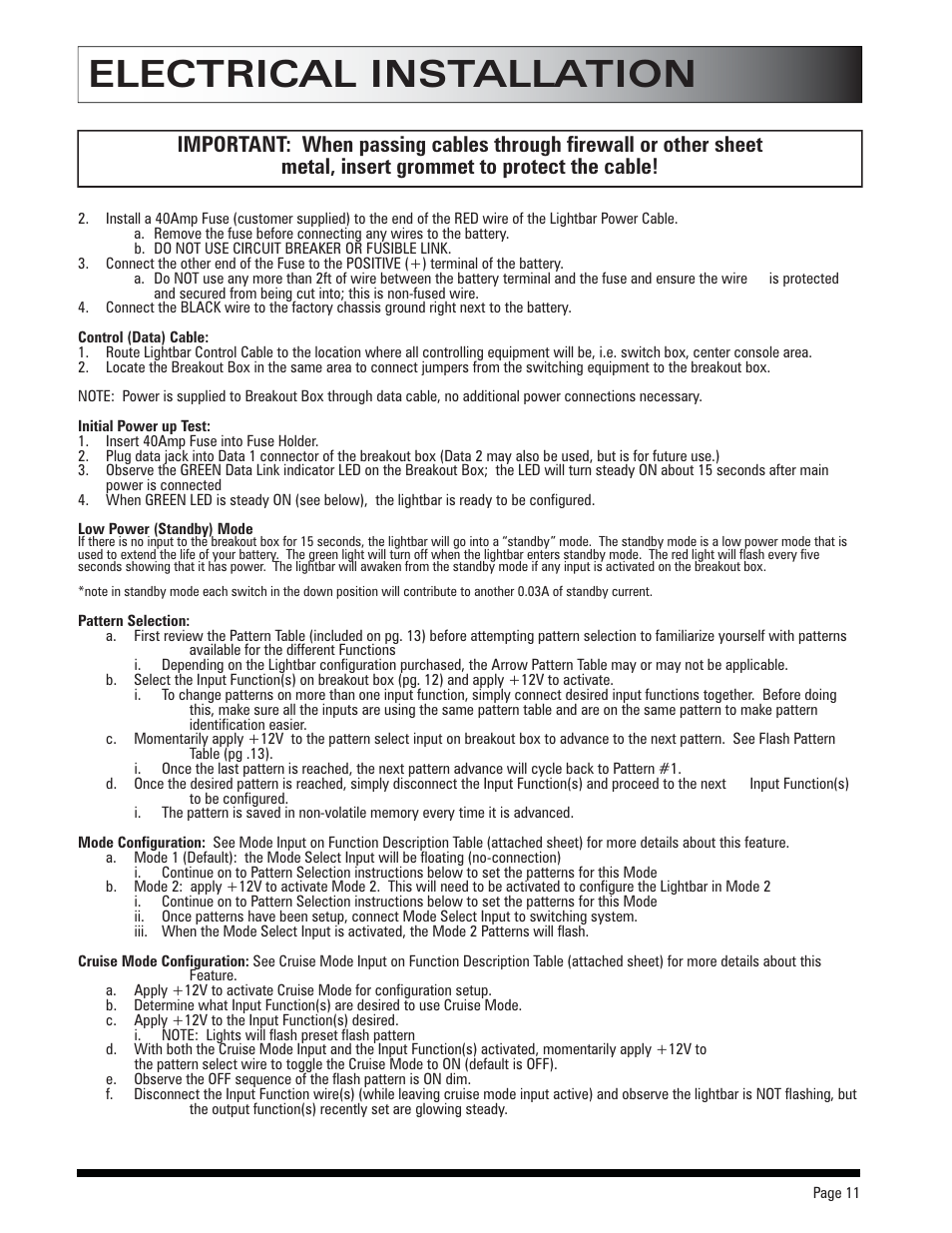 Electrical installation | SoundOff Signal Pinnacle LED User Manual | Page 12 / 19