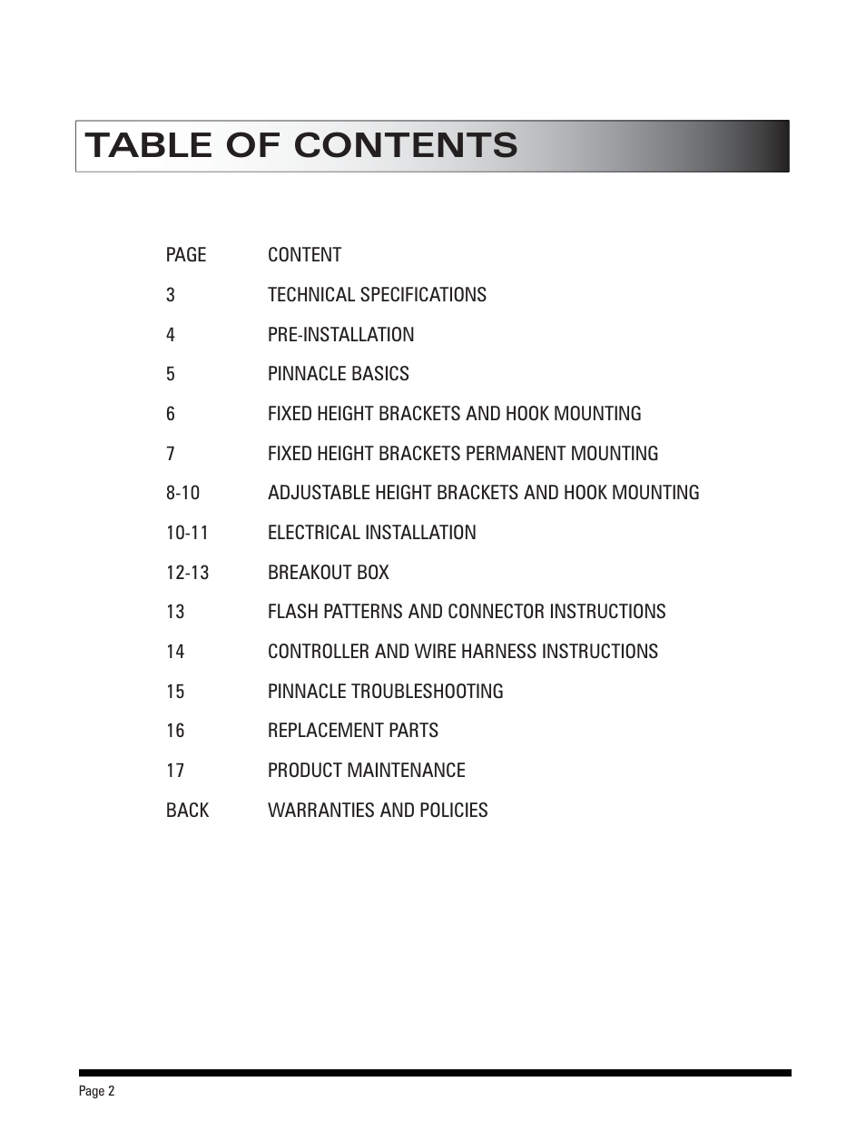 SoundOff Signal Pinnacle LED User Manual | Page 2 / 19