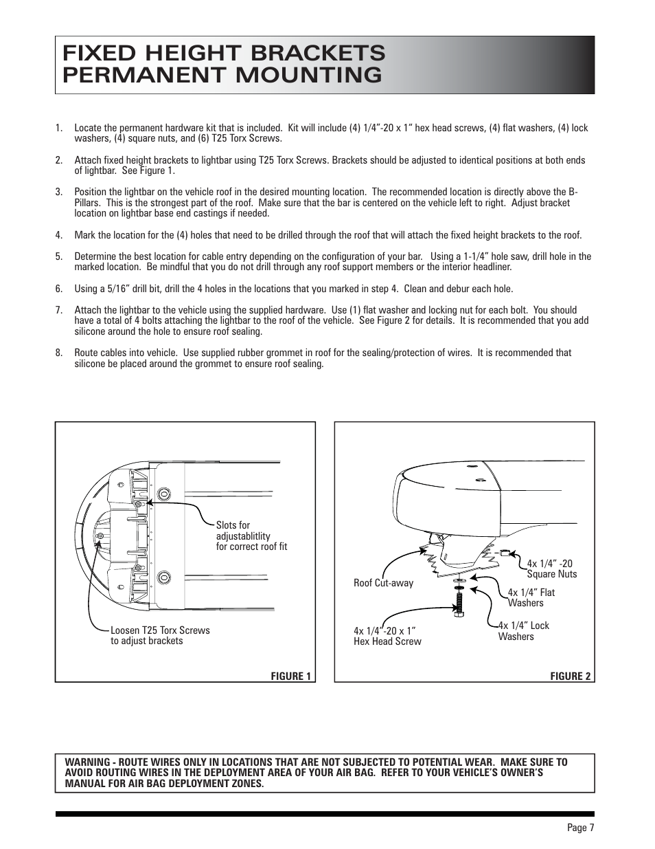 Fixed height brackets permanent mounting | SoundOff Signal Pinnacle LED User Manual | Page 7 / 19