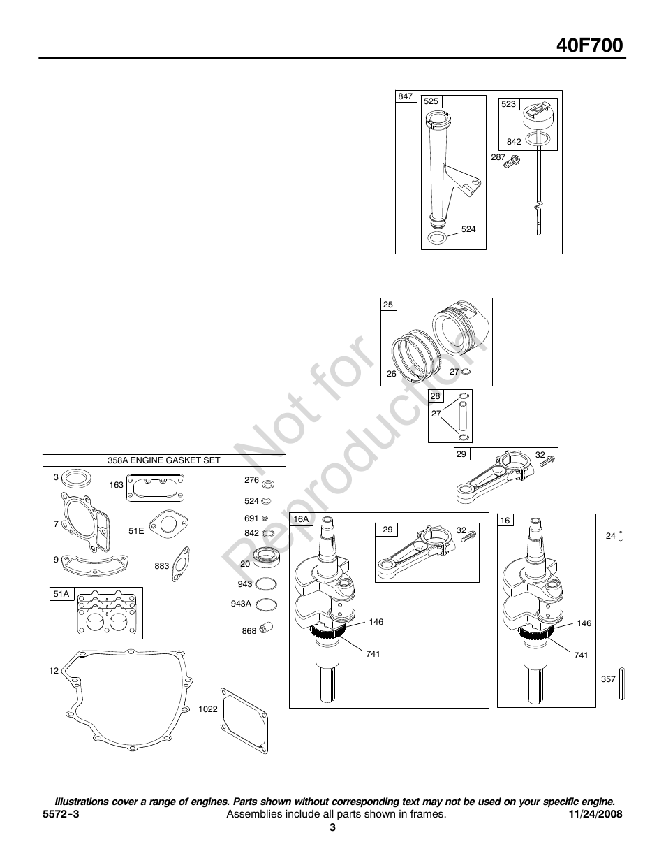 Not for reproduction | Briggs & Stratton 40F700 User Manual | Page 3 / 16