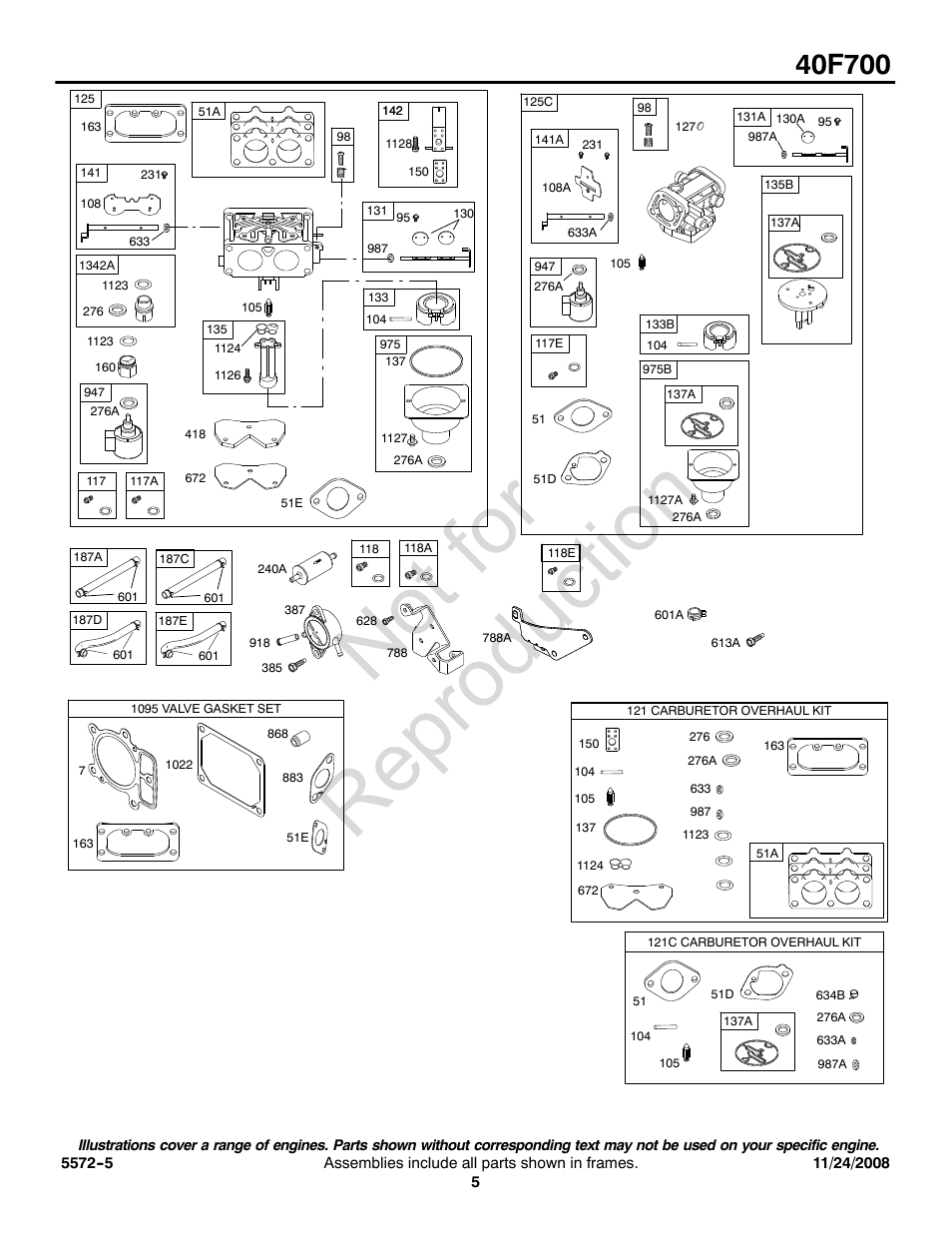 Not for reproduction | Briggs & Stratton 40F700 User Manual | Page 5 / 16