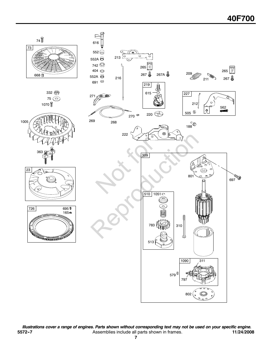 Not for reproduction | Briggs & Stratton 40F700 User Manual | Page 7 / 16
