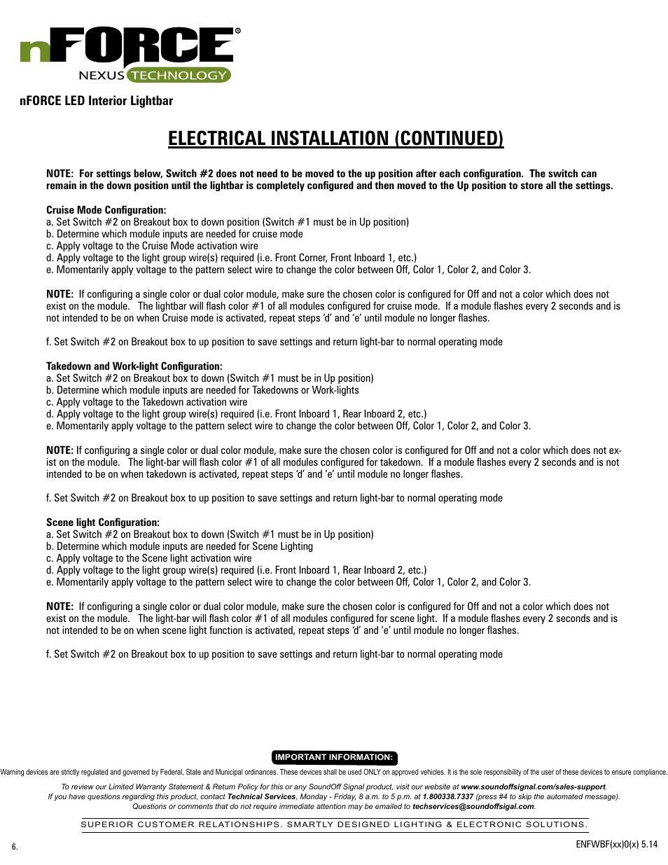 Electrical installation (continued), Nforce led interior lightbar | SoundOff Signal nFORCE Interior User Manual | Page 6 / 13