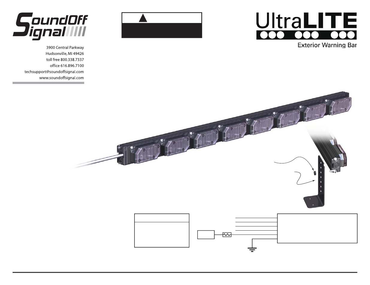 SoundOff Signal UltraLITE Exterior Warning Bar 8 Module User Manual | 4 pages