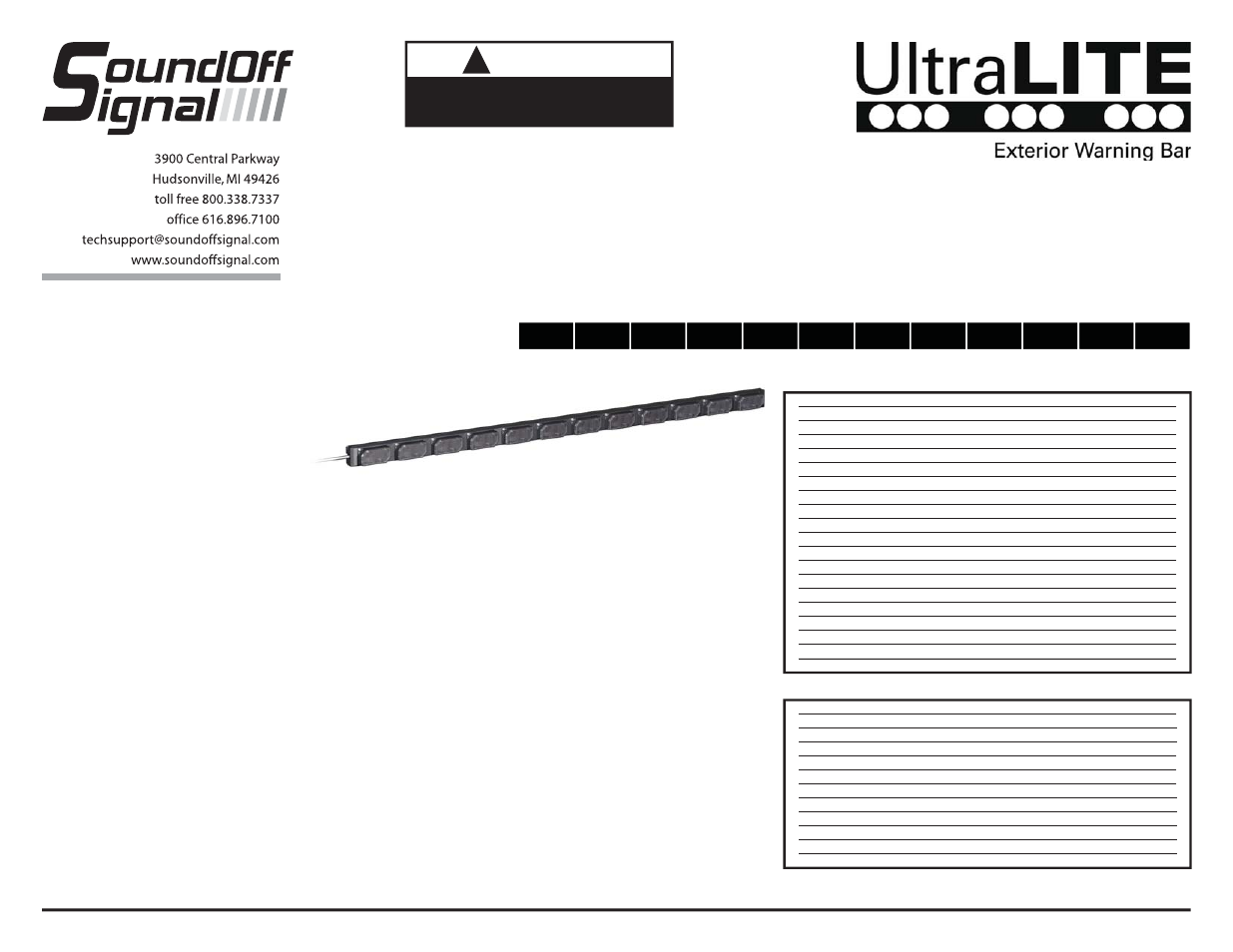 12 module exterior bar, Warning, Full directional arrow | SoundOff Signal UltraLITE Exterior Warning Bar 12 Module User Manual | Page 2 / 5