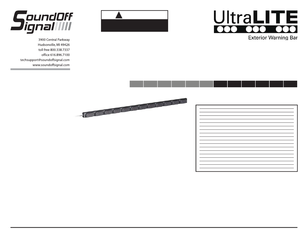 12 module exterior bar, Warning, 6+6 split warning | SoundOff Signal UltraLITE Exterior Warning Bar 12 Module User Manual | Page 3 / 5