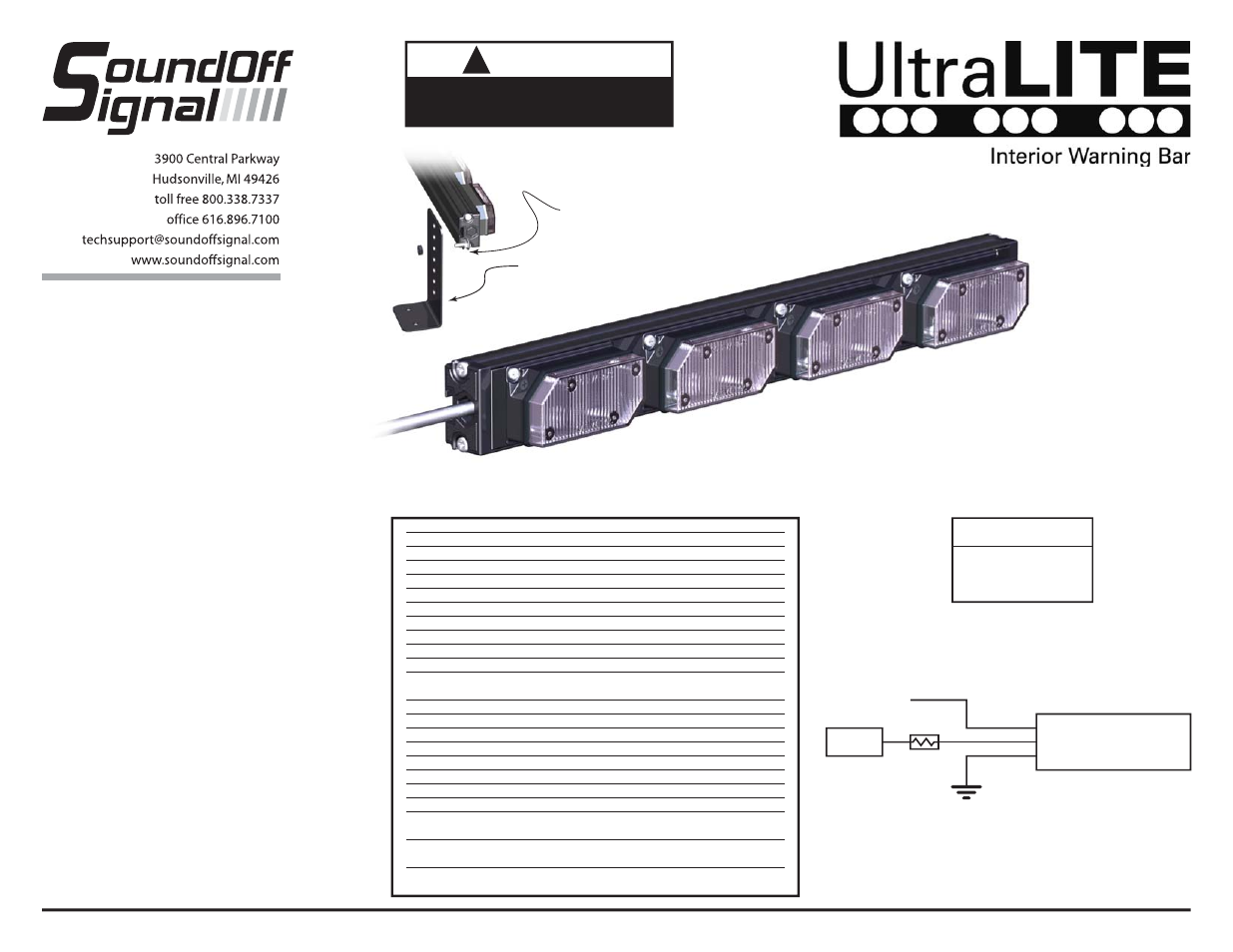 SoundOff Signal UltraLITE Interior 4 Module User Manual | 1 page