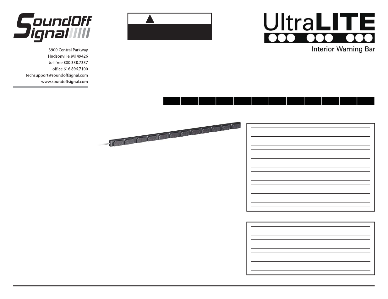 12 module bar, Warning, Full directional arrow | Configuration instructions el3h12aøø(x) | SoundOff Signal UltraLITE Interior 12 Module User Manual | Page 2 / 5