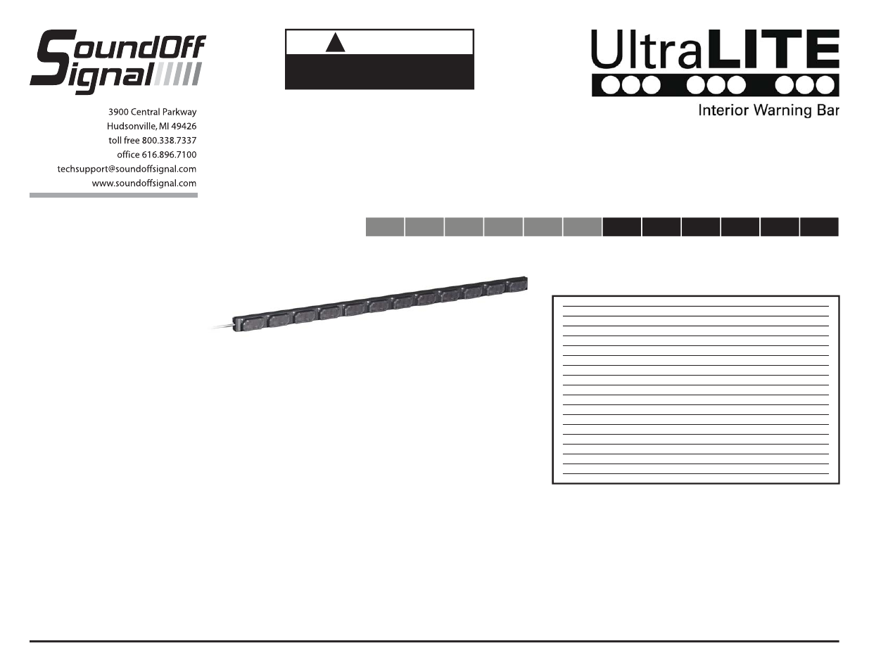 12 module bar, Warning, 6+6 split warning | Configuration instructions el3h12aøø(x) | SoundOff Signal UltraLITE Interior 12 Module User Manual | Page 3 / 5