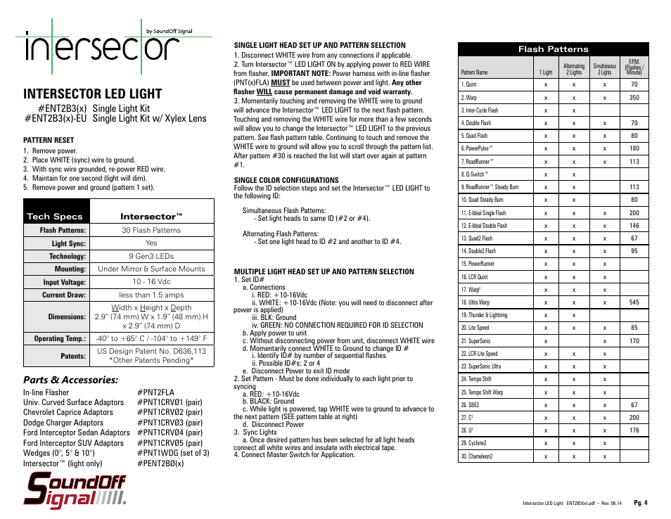 Intersector led light, Parts & accessories | SoundOff Signal Intersector Under Mirror User Manual | Page 4 / 4