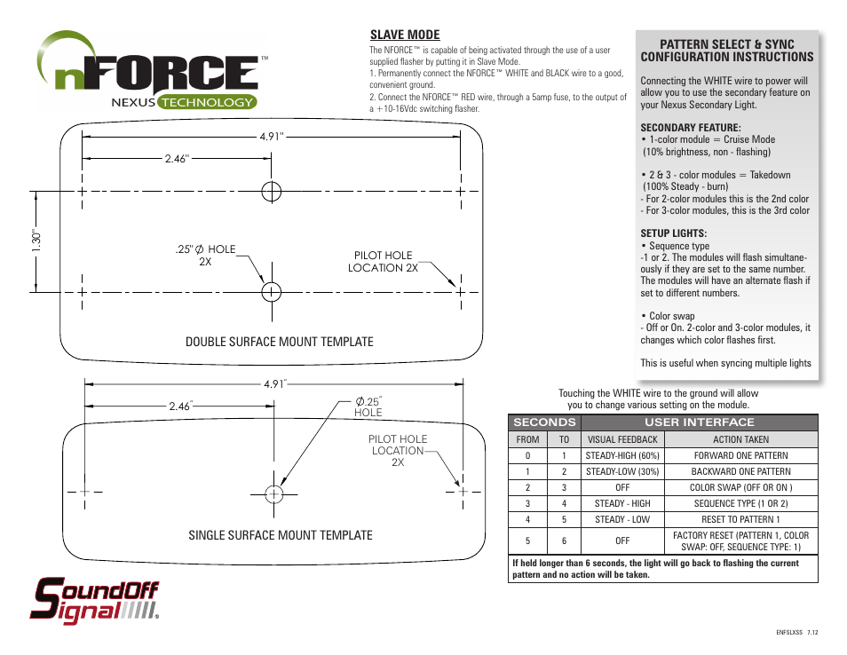 SoundOff Signal nFORCE Surface Mount User Manual | Page 2 / 3
