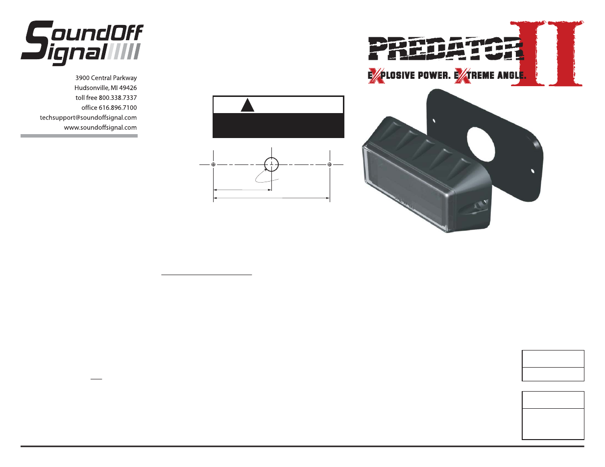 SoundOff Signal Predator 2 Surface Mount Light User Manual | 2 pages