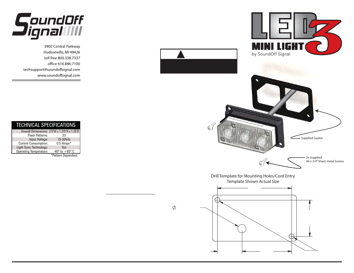 SoundOff Signal LED3 Surface Mount (10-30v) User Manual | 2 pages