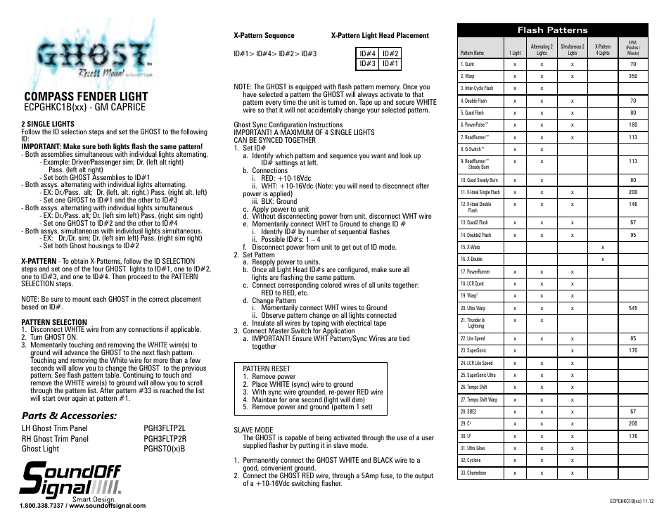 Compass fender light, Ecpghkc1b(xx) - gm caprice parts & accessories | SoundOff Signal Caprice-Ghost Compass Light User Manual | Page 2 / 2