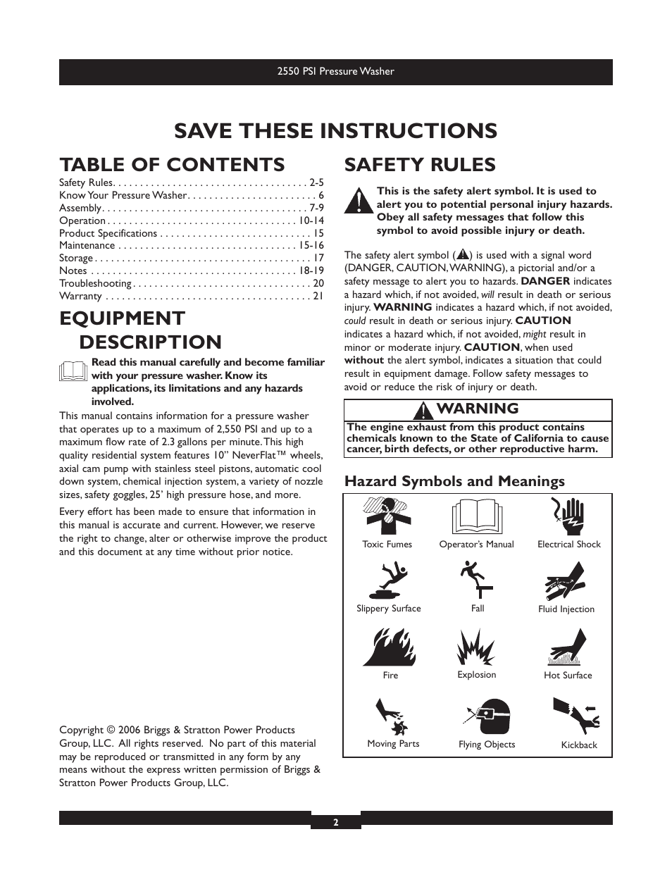 Briggs & Stratton 20250 User Manual | Page 2 / 40